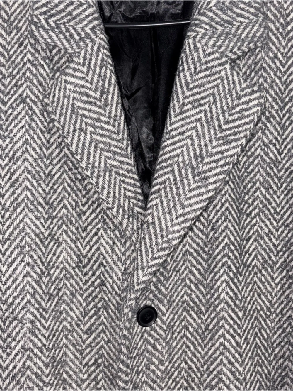 XXXL Men’s Novamen Herringbone Wool-Blend 3 Button Overcoat in Gray - Picture 4 of 4